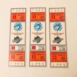 1987 Lot of 3 MLB Baseball Toronto Blue Jays  World Series Tickets